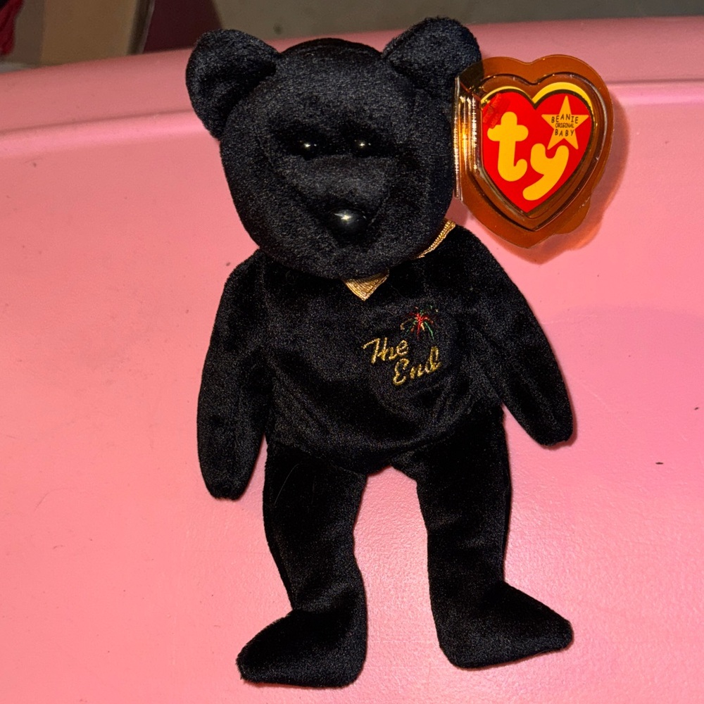 🖤 TY Beanie Baby “The End” Black Bear – Retired / Collectible 🖤